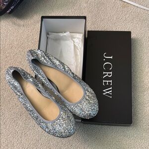 J. Crew Silver Glitter Women's Ballet Flats